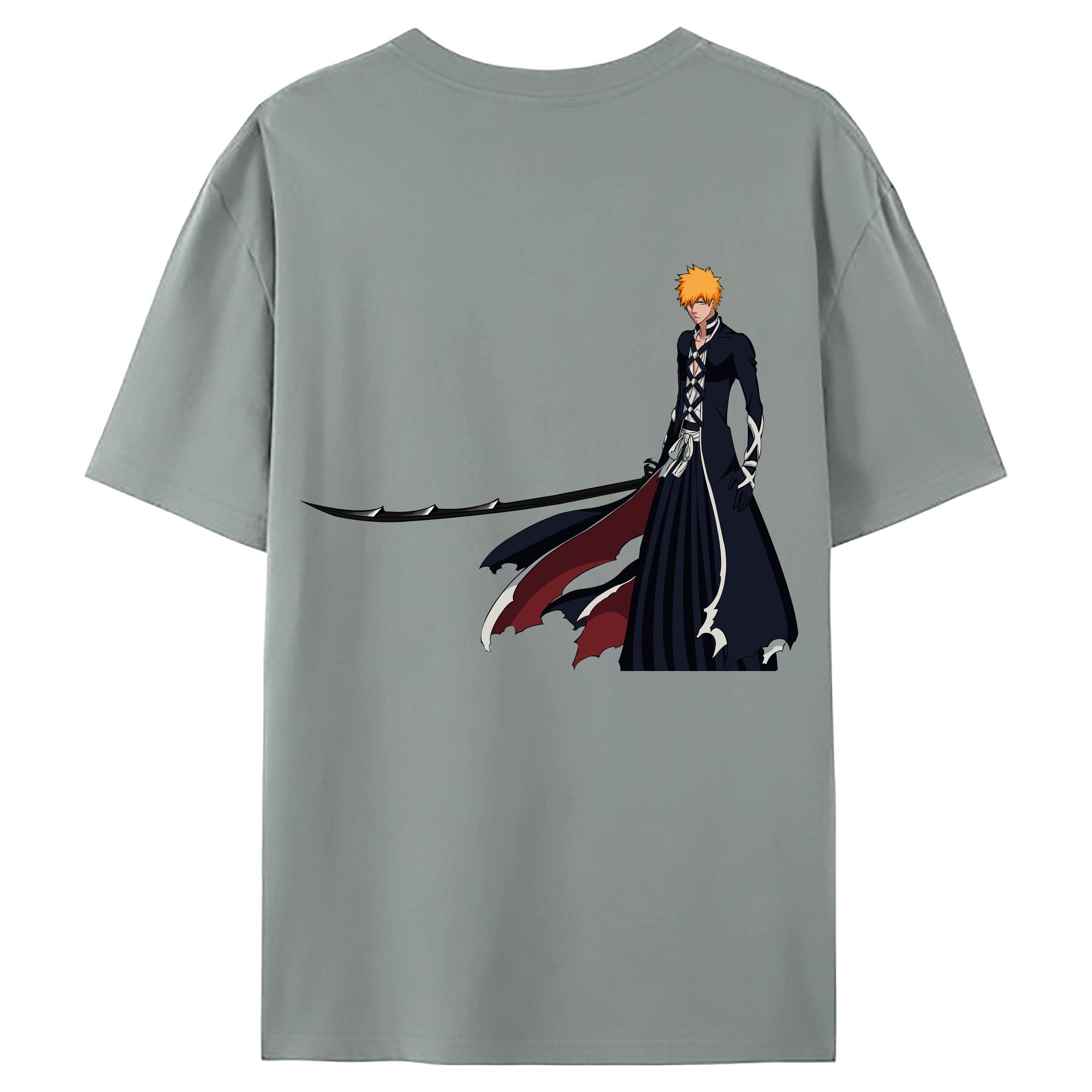 （画像用） ブリーチ 黒崎一護（くろさき いちご）BLEACH Kurosaki Ichigo 綿100％ メンズ半袖Tシャツ（バックプリント） 通気性
